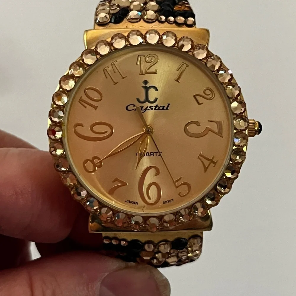 Gold and Black Crystal Watch vintage from Cache